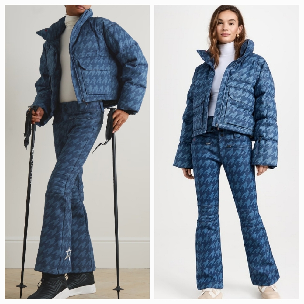 Perfect Moment Blue Houndstooth Flare Pants - Picture 2 of 13